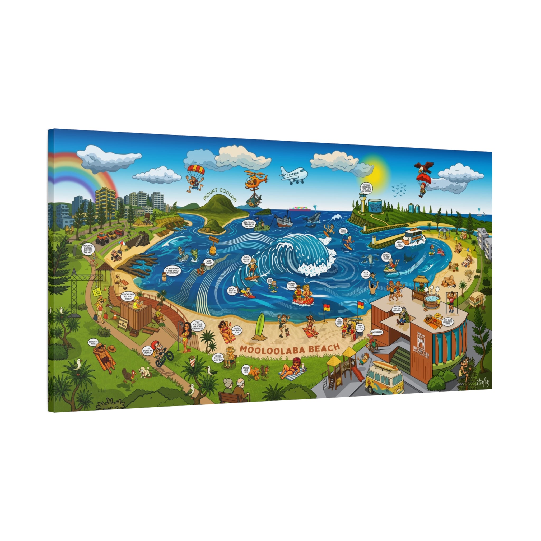 Mooloolaba Beach Illustration Canvas — (Matte Stretched 1.25")