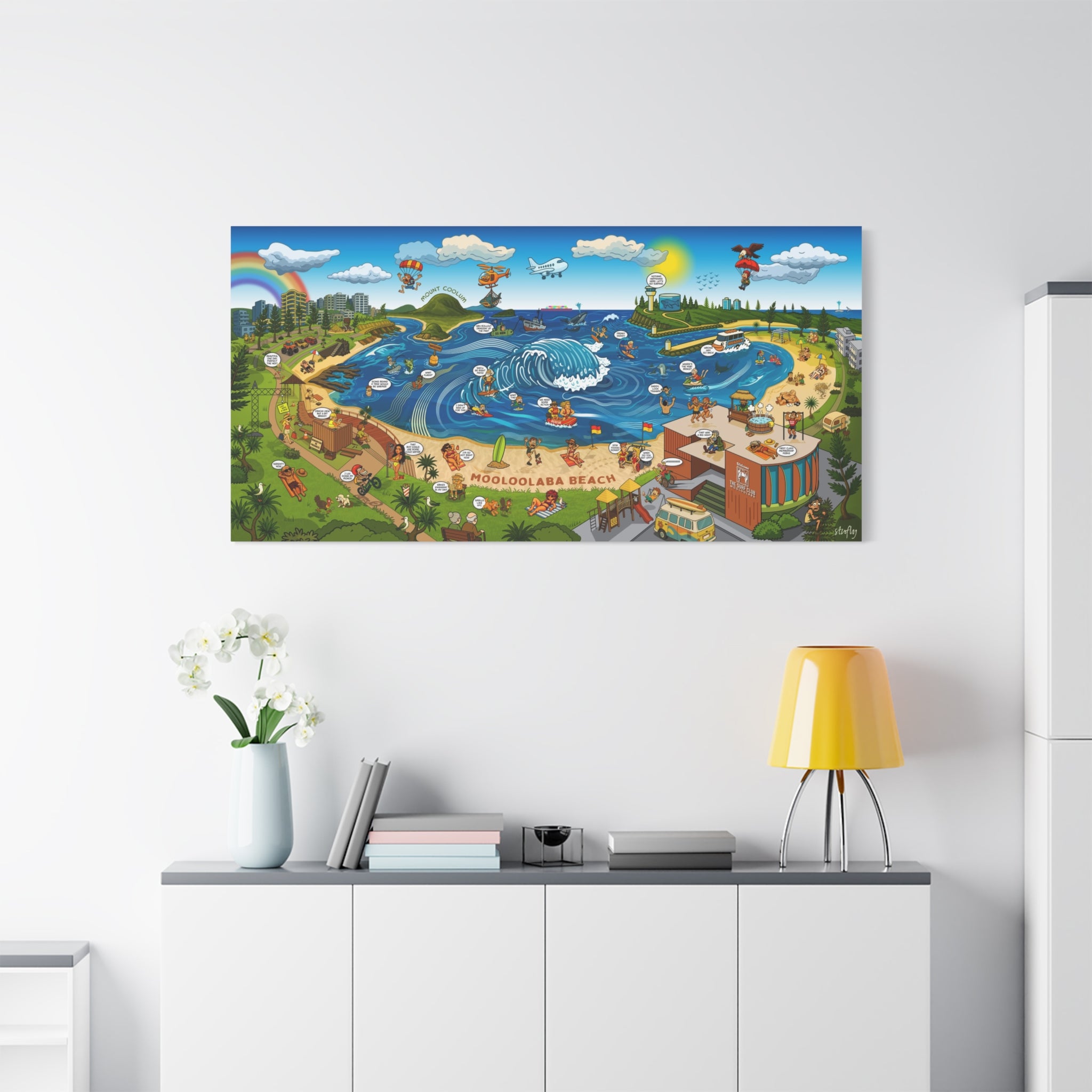 Mooloolaba Beach Illustration Canvas — (Matte Stretched 1.25")