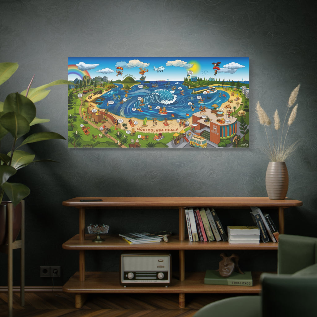 Mooloolaba Beach Illustration Canvas — (Matte Stretched 1.25")