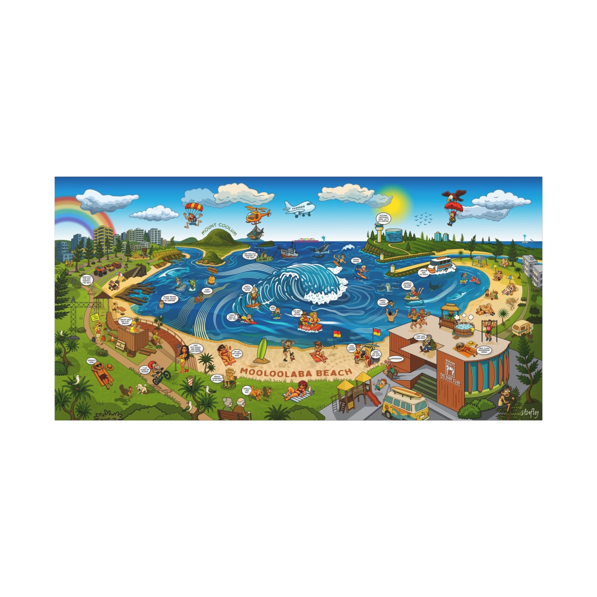 Mooloolaba Beach Illustration Canvas — (Matte Stretched 1.25")