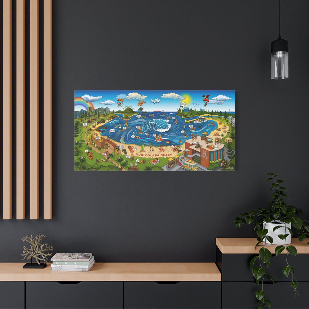 Mooloolaba Beach Illustration Canvas — (Matte Stretched 1.25")