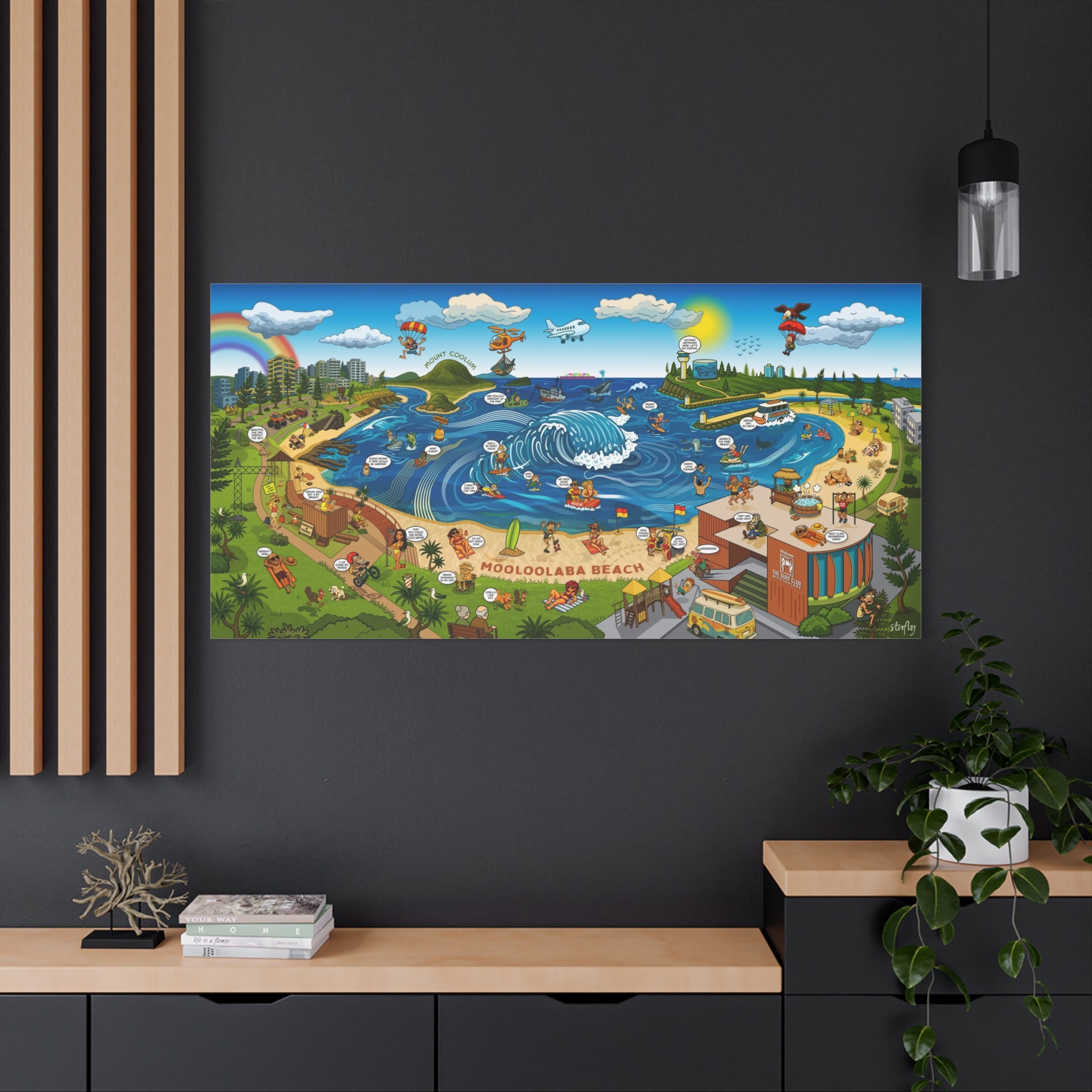Mooloolaba Beach Illustration Canvas — (Matte Stretched 1.25")