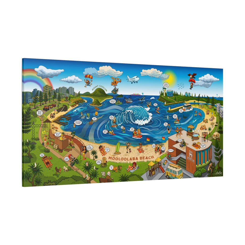 Mooloolaba Beach Illustration Canvas — (Matte Stretched 1.25")